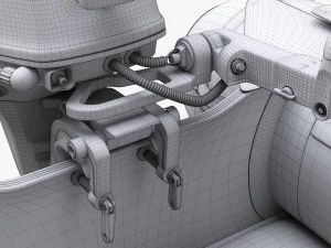 इन्फ्लेटेबल बोट 02 आउटबोर्ड बोट मोटर के साथ छलावरण 3D मॉडल