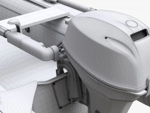 इन्फ्लेटेबल बोट 02 आउटबोर्ड बोट मोटर के साथ छलावरण 3D मॉडल