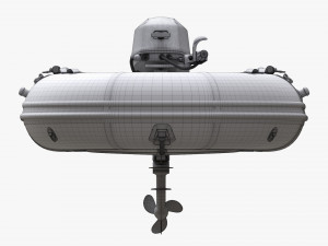 Inflatable Boat 02 Camouflage With Outboard Boat Motor Modèle 3D