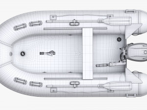 Inflatable Boat 02 Camouflage With Outboard Boat Motor Modèle 3D