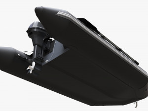 Inflatable Boat 03 Black With Outboard Boat Motor 3D Model