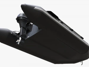 Inflatable Boat 03 Black With Outboard Boat Motor 3D Model