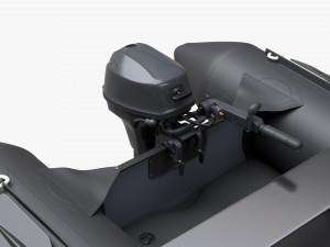 Inflatable Boat 03 Black With Outboard Boat Motor 3D Model