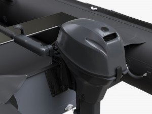Inflatable Boat 03 Black With Outboard Boat Motor 3D Model