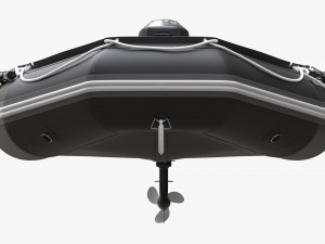 Inflatable Boat 03 Black With Outboard Boat Motor 3D Model
