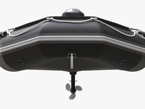 Inflatable Boat 03 Black With Outboard Boat Motor 3D Model