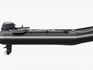 Inflatable Boat 03 Black With Outboard Boat Motor 3D Model