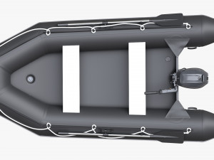 Inflatable Boat 03 Black With Outboard Boat Motor 3D Model