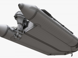 Inflatable Boat 03 Black With Outboard Boat Motor 3D Model