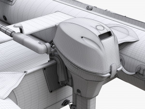 Inflatable Boat 03 Black With Outboard Boat Motor 3D Model