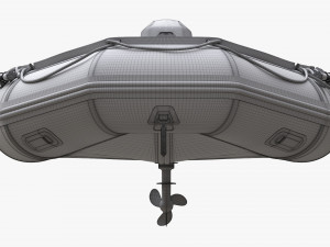 Inflatable Boat 03 Black With Outboard Boat Motor 3D Model