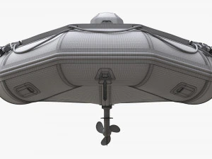 Inflatable Boat 03 Black With Outboard Boat Motor 3D Model