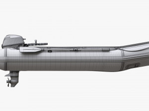 Inflatable Boat 03 Black With Outboard Boat Motor 3D Model