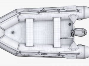 Inflatable Boat 03 Black With Outboard Boat Motor 3D Model