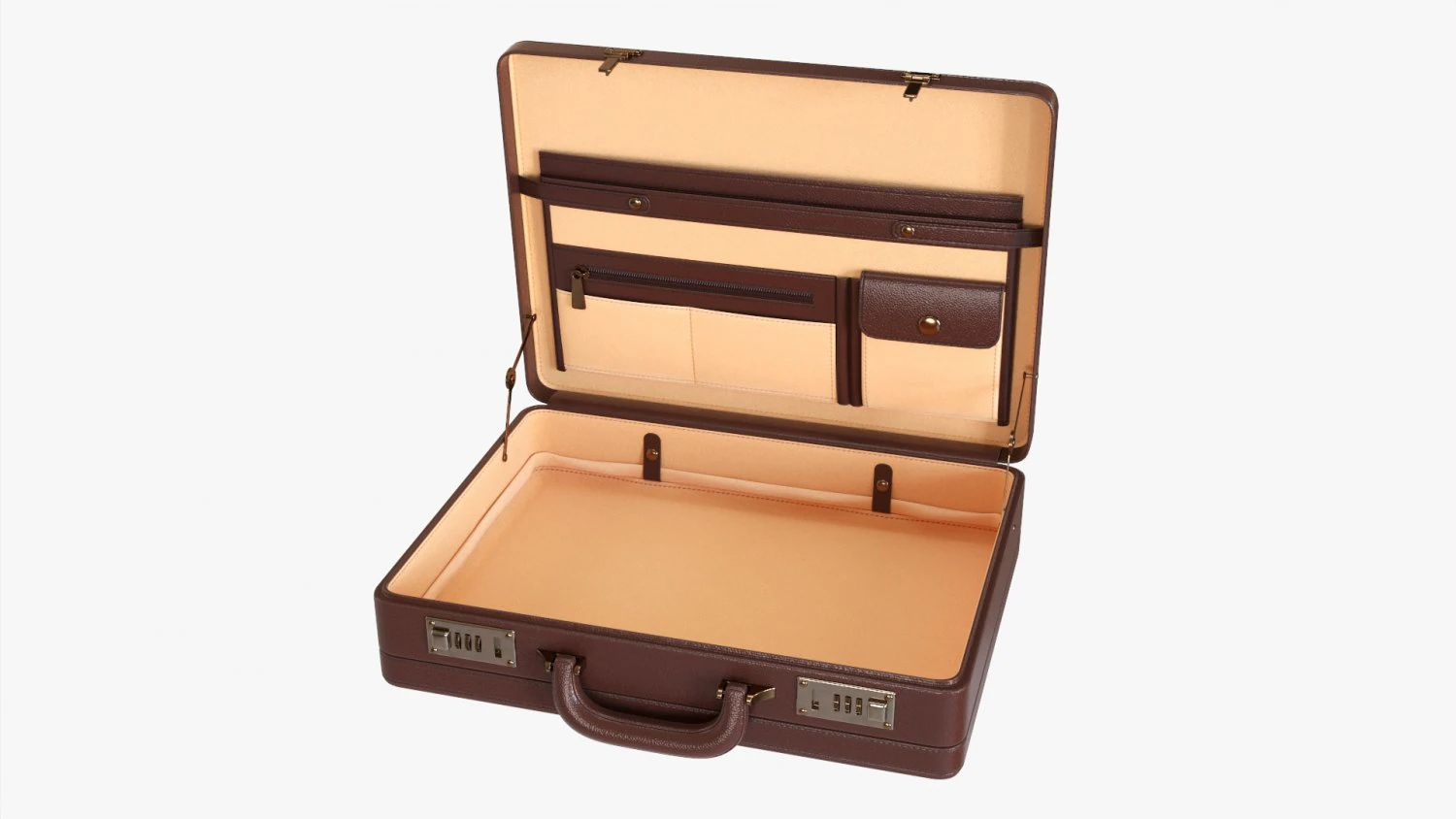 Leather Briefcase Open 3D Model .c4d .max .obj .3ds .fbx .stl .blend 