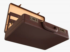 Leather Briefcase Open 3D Model