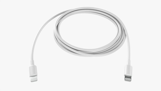 Lightning Cable Double sided White 3D Model .c4d .max .obj .3ds .fbx .stl .blend 