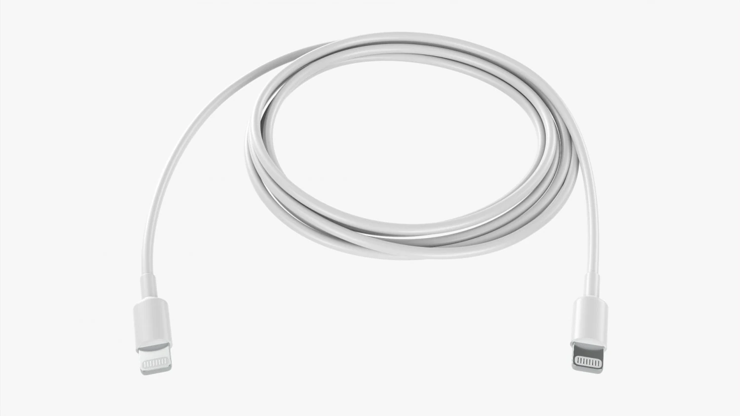 Lightning Cable Double sided White 3D Model .c4d .max .obj .3ds .fbx .stl .blend 