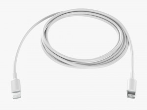 Lightning Cable Double sided White 3D Model