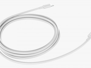 Lightning Cable Double sided White 3D Model