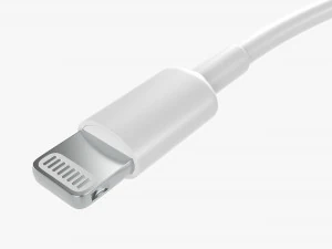 Lightning Cable Double sided White 3D Model