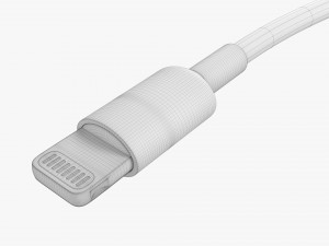 Lightning Cable Double sided White 3D Model