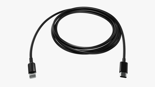 Lightning To Usb C Cable Black Modèle 3D .c4d .max .obj .3ds .fbx .stl .blend 
