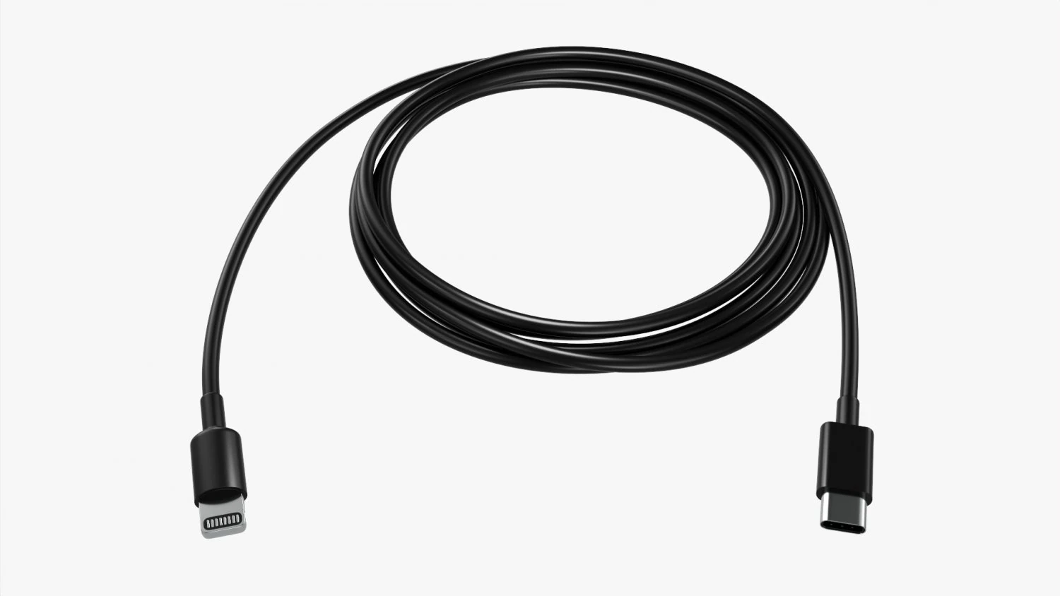 Lightning To Usb C Cable Black 3D Model .c4d .max .obj .3ds .fbx .stl .blend 