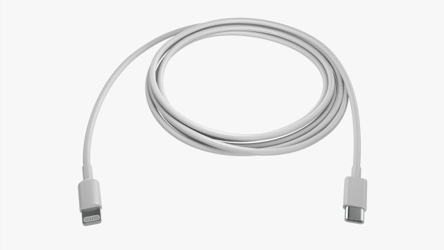 Lightning To USB C Cable White 3D-Modell .c4d .max .obj .3ds .fbx .stl .blend 