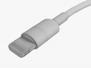 Lightning To USB C Cable White 3D-Modell