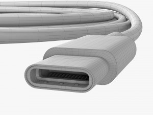 Lightning To USB C Cable White 3D-Modell