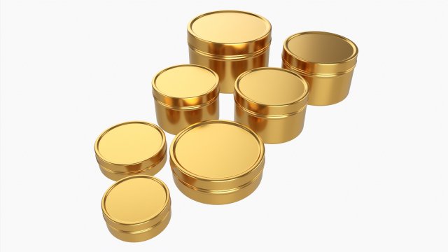 Round Decorative Gift Empty Can Jars Metal 01 Brass Modelo 3D .c4d .max .obj .3ds .fbx .stl .blend 