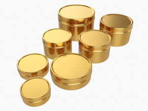 Round Decorative Gift Empty Can Jars Metal 01 Brass 3D Model