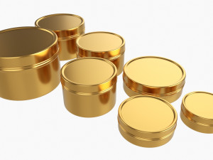 Round Decorative Gift Empty Can Jars Metal 01 Brass Modelo 3D