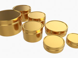 Round Decorative Gift Empty Can Jars Metal 01 Brass 3D Model