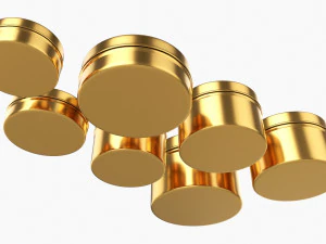 Round Decorative Gift Empty Can Jars Metal 01 Brass 3D Model
