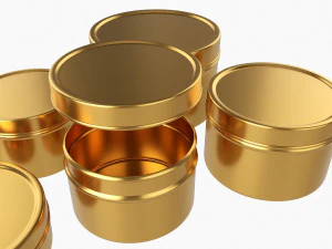 Round Decorative Gift Empty Can Jars Metal 01 Brass 3D Model