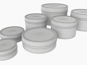 Round Decorative Gift Empty Can Jars Metal 01 Brass 3D Model