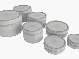 Round Decorative Gift Empty Can Jars Metal 01 Brass 3D Model