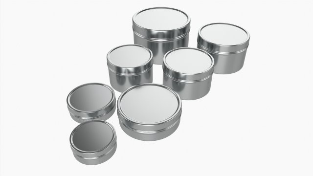 Round Decorative Gift Empty Can Jars Metal 01 Iron 3D Model .c4d .max .obj .3ds .fbx .stl .blend 