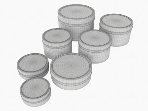 Round Decorative Gift Empty Can Jars Metal 01 Iron 3D Model