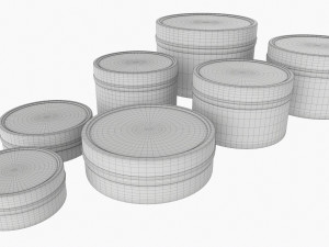 Round Decorative Gift Empty Can Jars Metal 01 Iron 3D Model