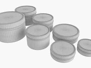 Round Decorative Gift Empty Can Jars Metal 01 Iron 3D Model