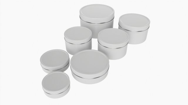 Round Decorative Gift Empty Can Jars Metal 01 White Painted 3D Model .c4d .max .obj .3ds .fbx .stl .blend 
