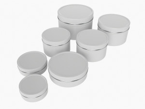 Round Decorative Gift Empty Can Jars Metal 01 White Painted Modelo 3D