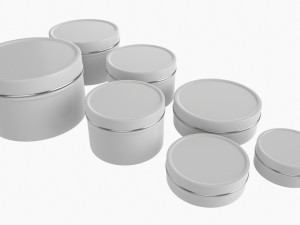 Round Decorative Gift Empty Can Jars Metal 01 White Painted 3D Model