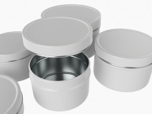 Round Decorative Gift Empty Can Jars Metal 01 White Painted 3D Model