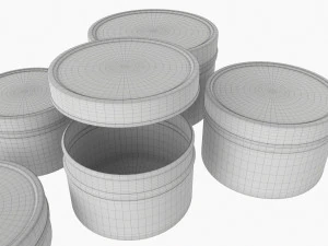 Round Decorative Gift Empty Can Jars Metal 01 White Painted 3D Model