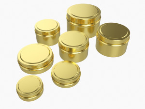 Round Decorative Gift Empty Can Jars Metal 02 Brass Modelo 3D