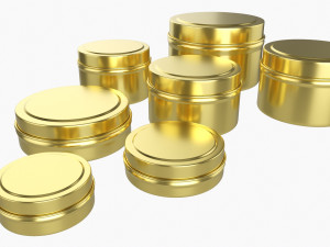 Round Decorative Gift Empty Can Jars Metal 02 Brass 3D Model